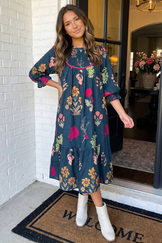 Midnight Garden Midi Dress