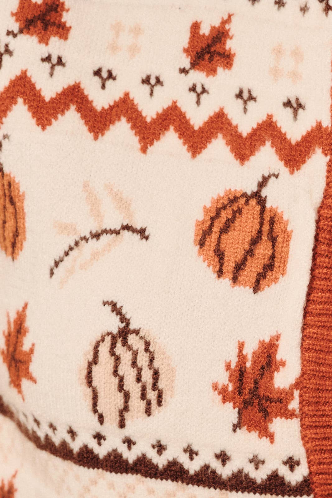 Pumpkin Fair Isle Cable Knit Button Down Sweater Vest