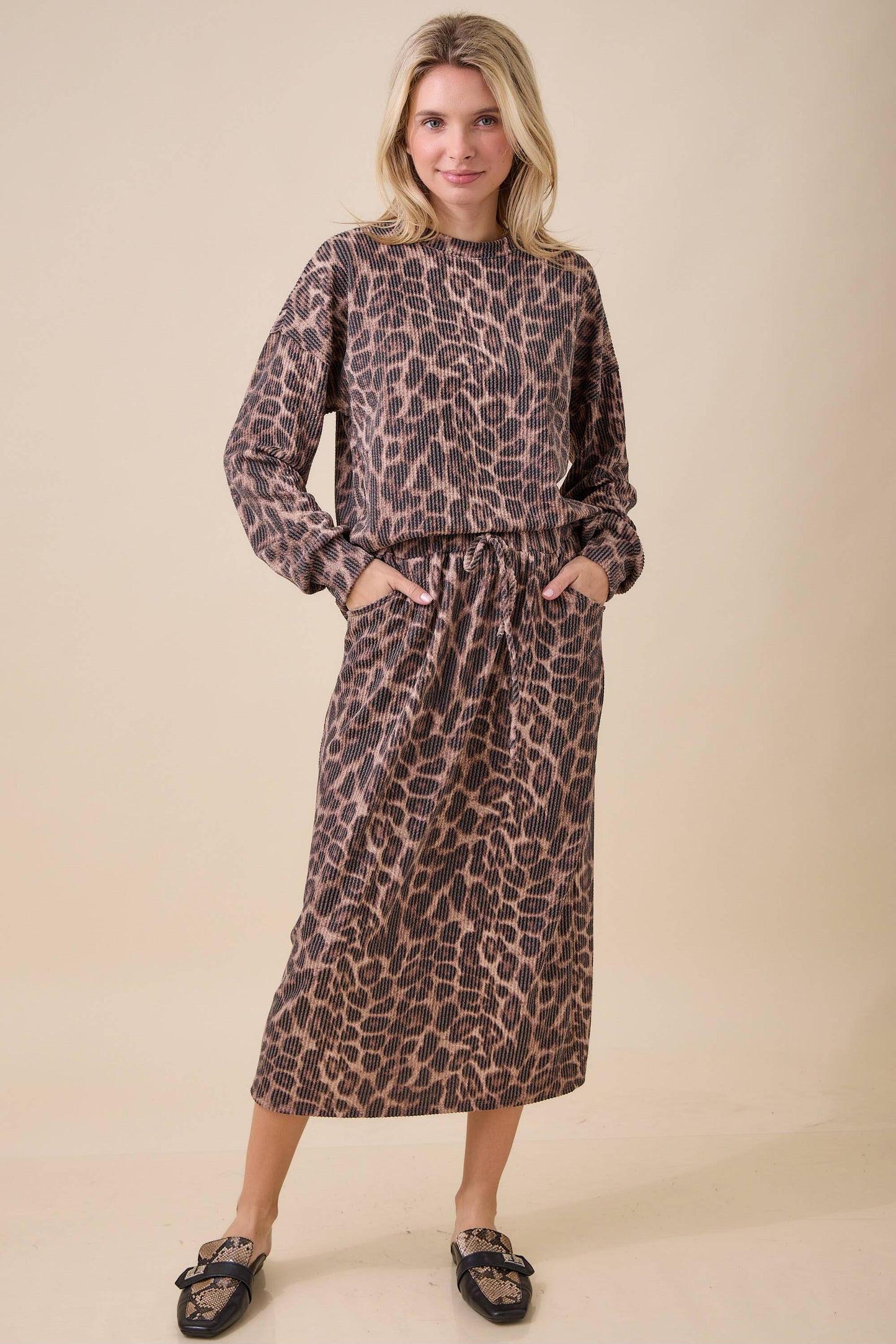 Wild At Heart Ribbed Midi Skirt