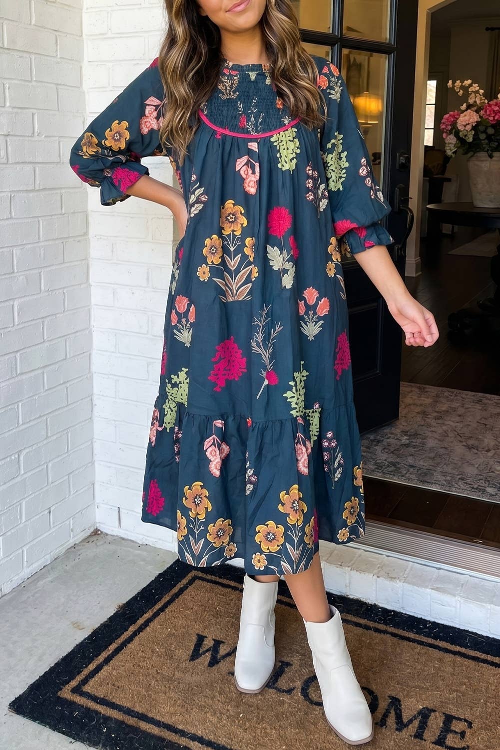 Midnight Garden Midi Dress